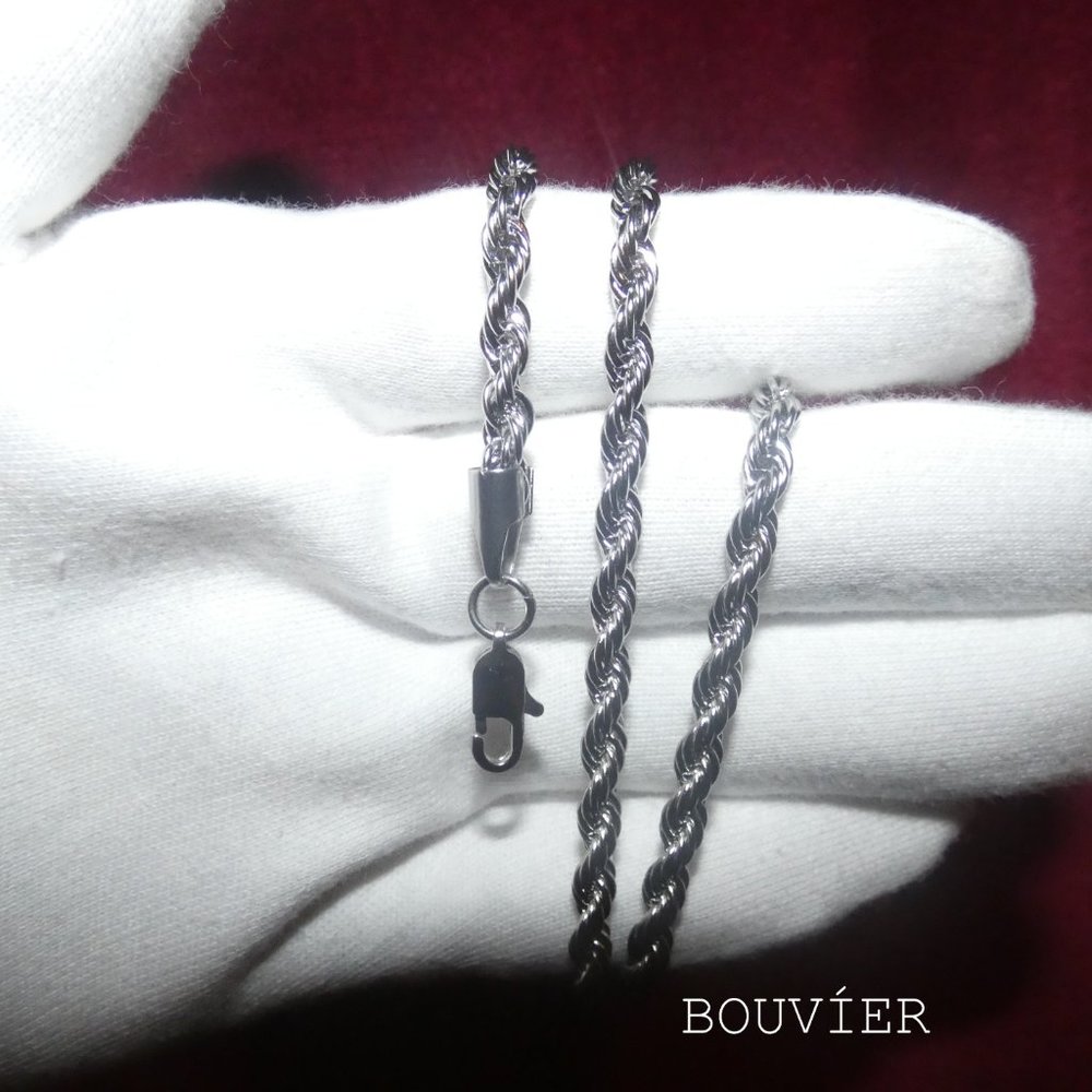 18K White Gold 6mm Rope Chain - Picture 2 of 3
